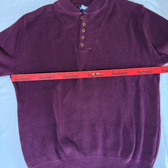 90'S LANDS END Half Button Sweater Made in USA Men's XL Vintage Maroon Grandpa - Picture 3 of 7